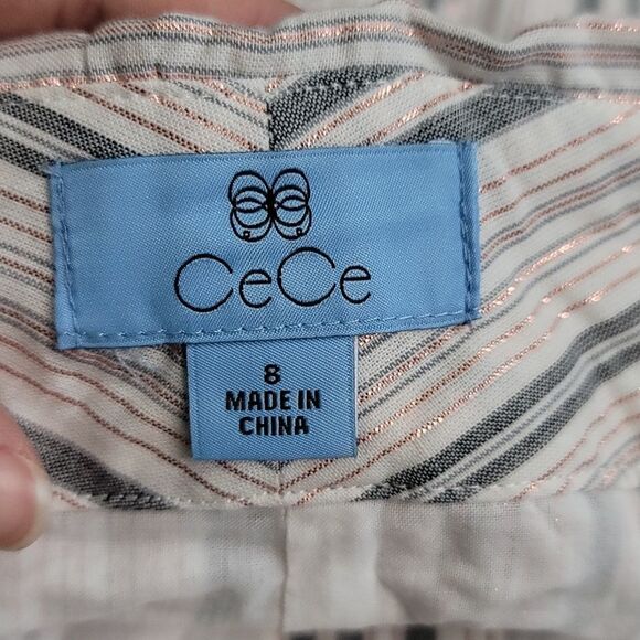 Nwot CeCe Stripe Metalic Paperbag Shorts - Picture 10 of 12